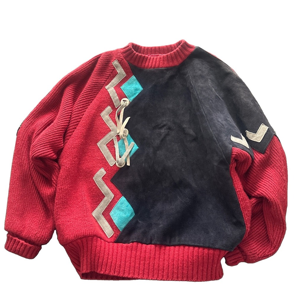 Vintage Women's Pioneer Wear Cow Split Leather Suede Sweater Western Size ML